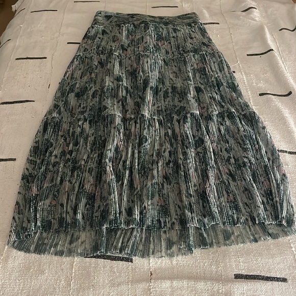 ba&sh Artistic Green and Pink Midi Skirt - Picture 2 of 9